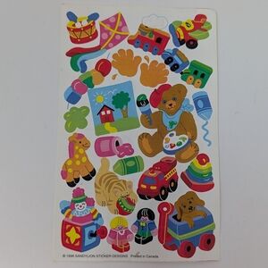 Sandylion Sticker Sheet Teddy Bear Toys Art Puppy Dog Vintage 1998